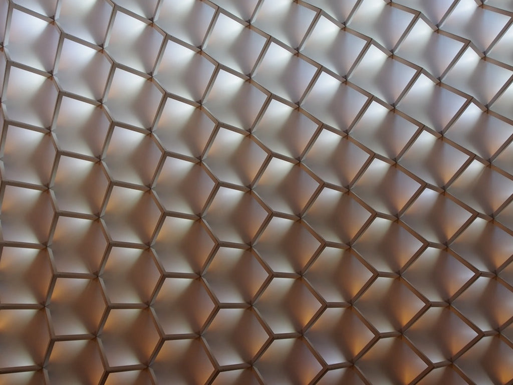 Seamless kaleidoscope wallpaper pattern — Stained Glass by wallpaper⁶ — base photo: a close up view of a metal mesh fence