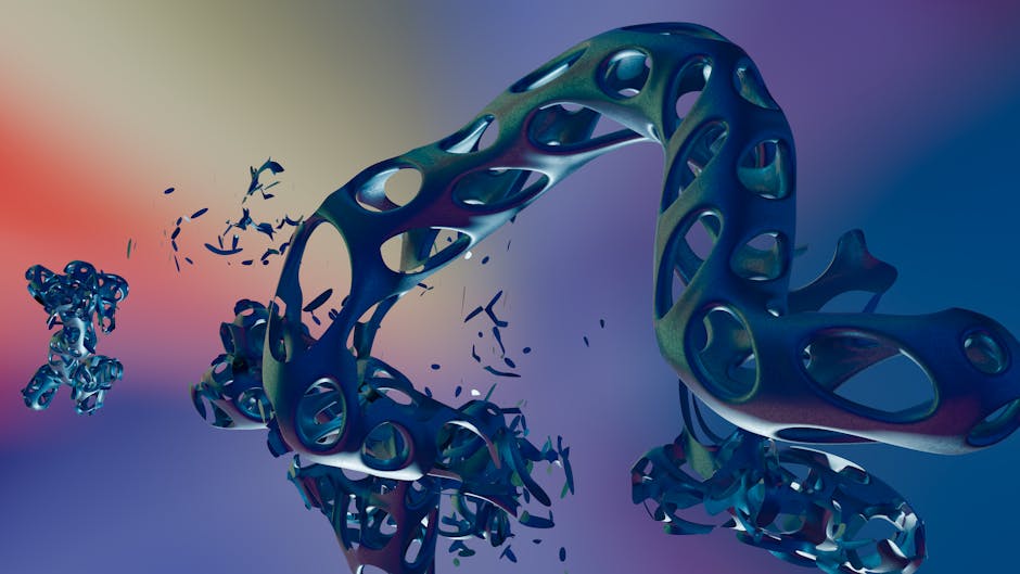 Seamless kaleidoscope wallpaper pattern — Biochemistry by wallpaper⁶ — base photo: Vibrant 3D abstract art showcasing fluid, organic shapes in a multicolored gradient background.