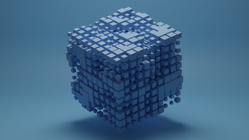 Seamless pattern of isometric cubes arranged in a bricklaying pattern, creating a 3D grid effect. — base photo: A close-up, high-resolution render of an isometric cube viewed from a slight angle. The cube's surfa