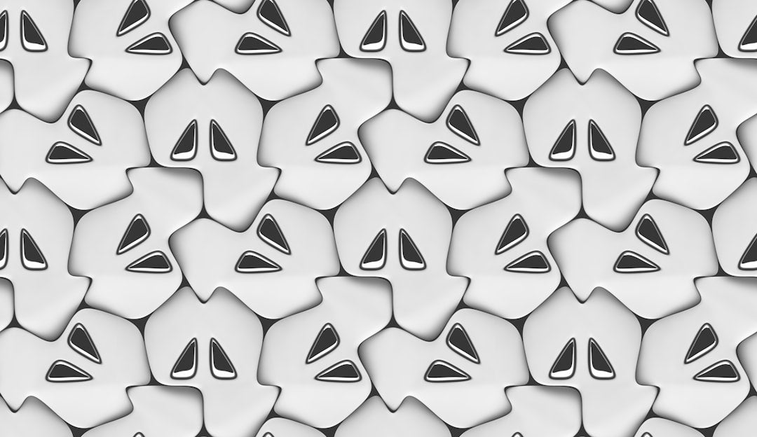 Seamless kaleidoscope wallpaper pattern — Origami by wallpaper⁶ — base photo: 3D wall white panels with silver metal decor. Shaded geometric modules. High quality seamless 3d ill