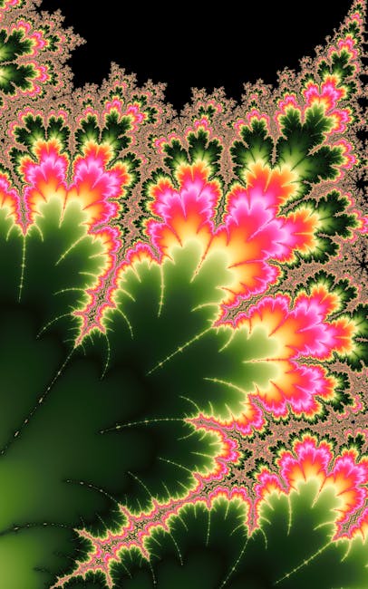 Fractals Pinwheel wallpaper pattern — base photo: Vibrant fractal design featuring vivid colors and floral-like patterns, ideal for abstract art lover