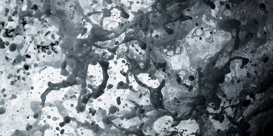 Chemistry Brick wallpaper pattern — base photo: Black and white of foamy water of powerful wavy sea in bright daylight
