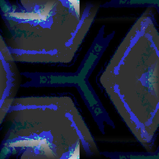 Close-up of shimmering metallic fabric with abstract purple and blue patterns in a hexagonal repeat, AI-generated art.