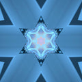 A dark, intricate kaleidoscope pattern of sharp 3D shards and isometric geometric shapes in shades of charcoal and black.