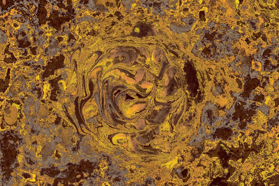 Mineralogy Diamond wallpaper pattern — base photo: Abstract artwork featuring swirling earthy brown and yellow patterns, evoking a sense of movement.