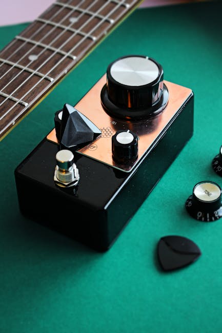 Seamless diamond wallpaper pattern — Glitch by wallpaper⁶ — base photo: A modern guitar pedal with picks and knobs on a vibrant green surface, ideal for music enthusiasts.