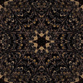 A dynamic kaleidoscope pattern made of repeating isometric objects in shades of blue and grey, with sharp geometric edges.