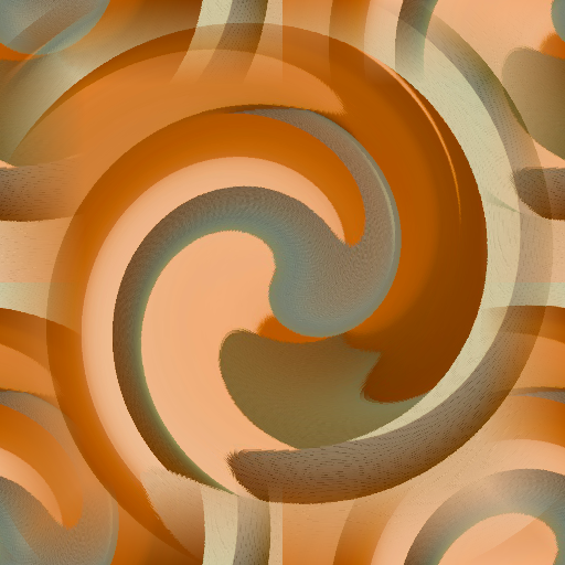 An iridescent blue and violet fluid pattern arranged in a pinwheel symmetry, showing swirling topological surface waves.