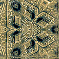 Close-up of a microchip circuit board with intricate electronic patterns, arranged in a hex symmetry for AI-themed wallpaper.