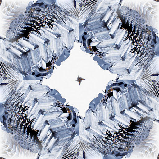 A seamless 3D pattern of dark gray isometric blocks arranged in a four-way rotation, creating a deep geometrical relief.
