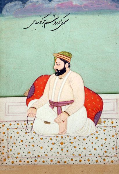 Seamless kaleidoscope wallpaper pattern — Calligraphy by wallpaper⁶ — base photo: File:Guru Hargobind with Perso-Arabic script inscribed above.jpg