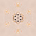 A radial Kaleidoscope pattern of glowing cyan and electric blue digital fibers forming futuristic flower shapes on black.