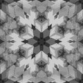 Grayscale 3D cubes repeating in a kaleidoscope pattern on self-adhesive wallpaper.