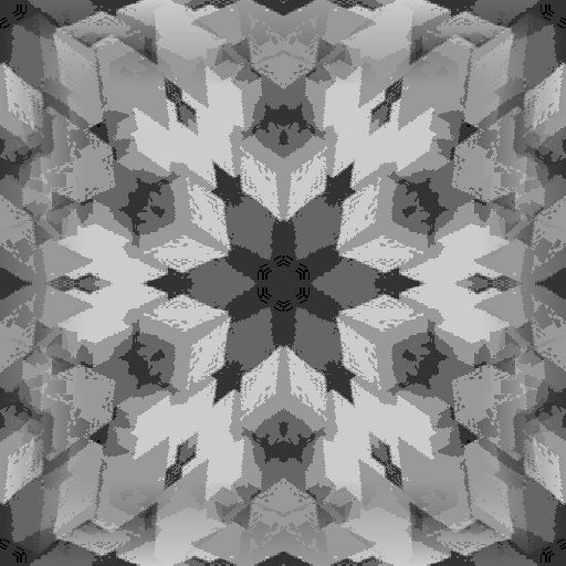 Grayscale 3D cubes repeating in a kaleidoscope pattern on self-adhesive wallpaper.
