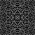 A seamless monochrome Op-Art pattern featuring mirrored diamond shapes and geometric corridors in black and white.