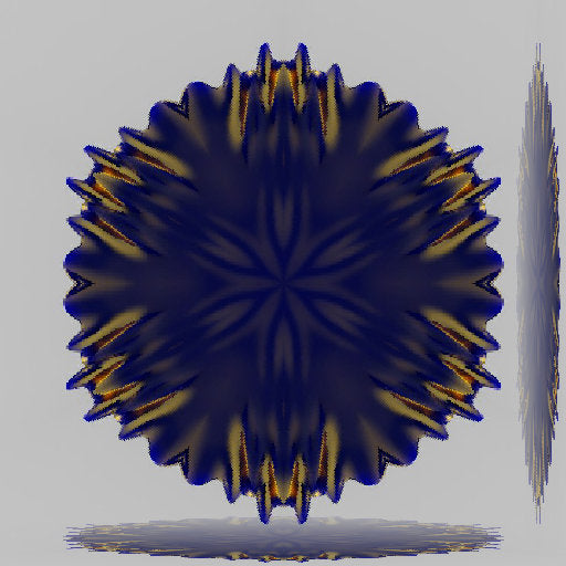 A dark kaleidoscopic wallpaper pattern featuring sharp 3D prisms, dark violet accents, and radial symmetry.