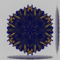 A dark kaleidoscopic wallpaper pattern featuring sharp 3D prisms, dark violet accents, and radial symmetry.